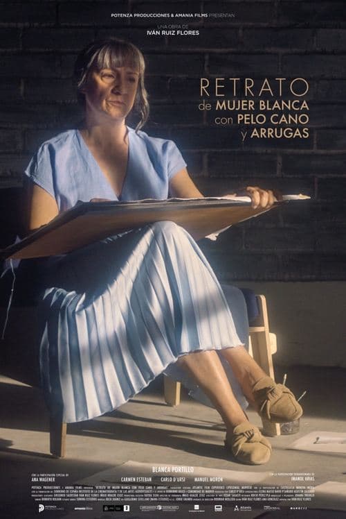Retrato de mujer blanca con pelo cano y arrugas poster
