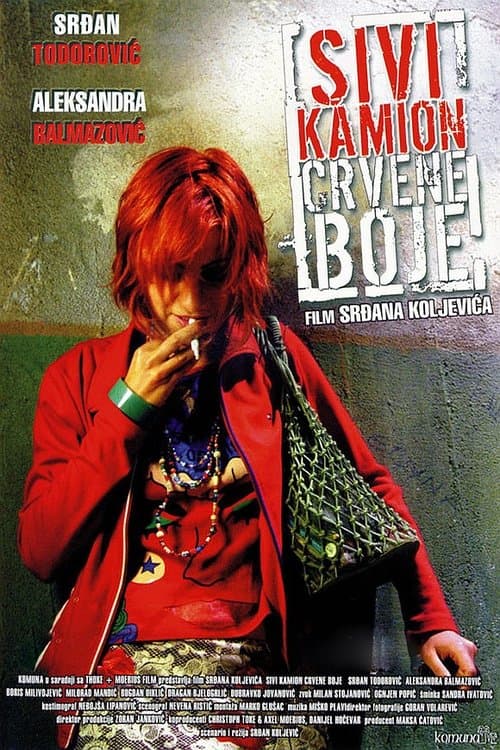 Сиви камион црвене боје poster